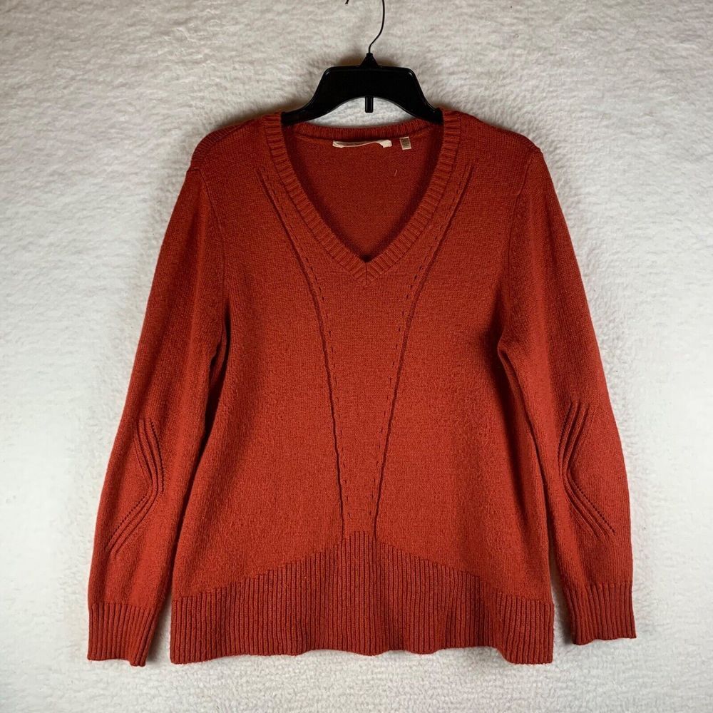 Soft Surroundings Women's Long Sleeve Knit V-Neck Rustic Pullover Sweater Size L